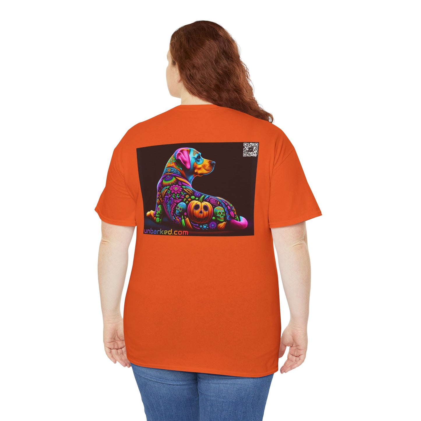 UNBARKED! Halloween Collection - Labrador Retreiver Dog Vibrant Día de Muertos Tattoo Unisex Heavy Cotton Tee