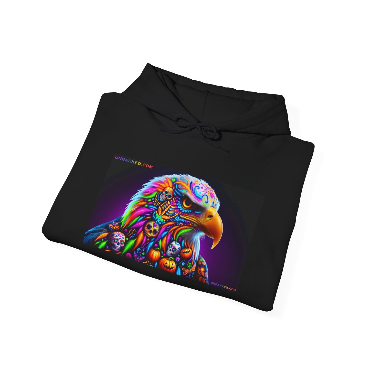 Hooded Sweatshirt UNBARKED! Halloween Collection - Bald Eagle Vibrant Día de Muertos Tattoo Hoodie Unisex Heavy Blend™