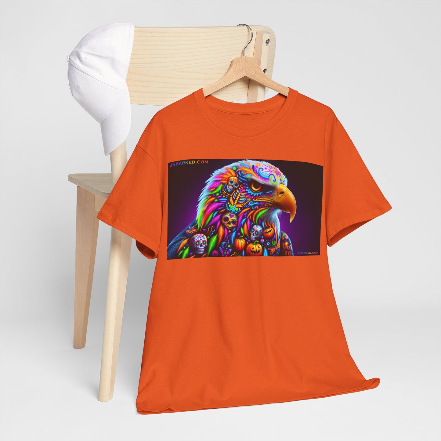 UNBARKED! Halloween Collection - Bald Eagle Vibrant Día de Muertos Tattoo Unisex Heavy Cotton Tee Shirt