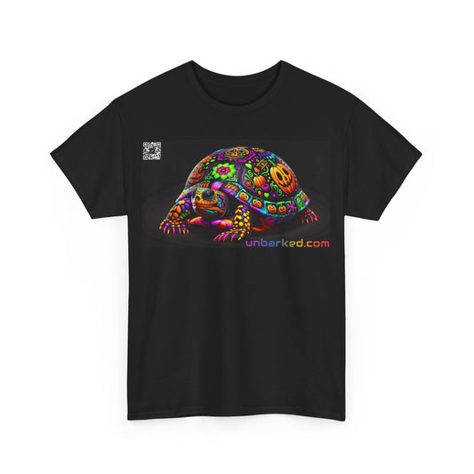 UNBARKED! Halloween Collection - Painted Slider Turtle Vibrant Día de Muertos Tattoo Unisex Heavy Cotton Tee Shirt