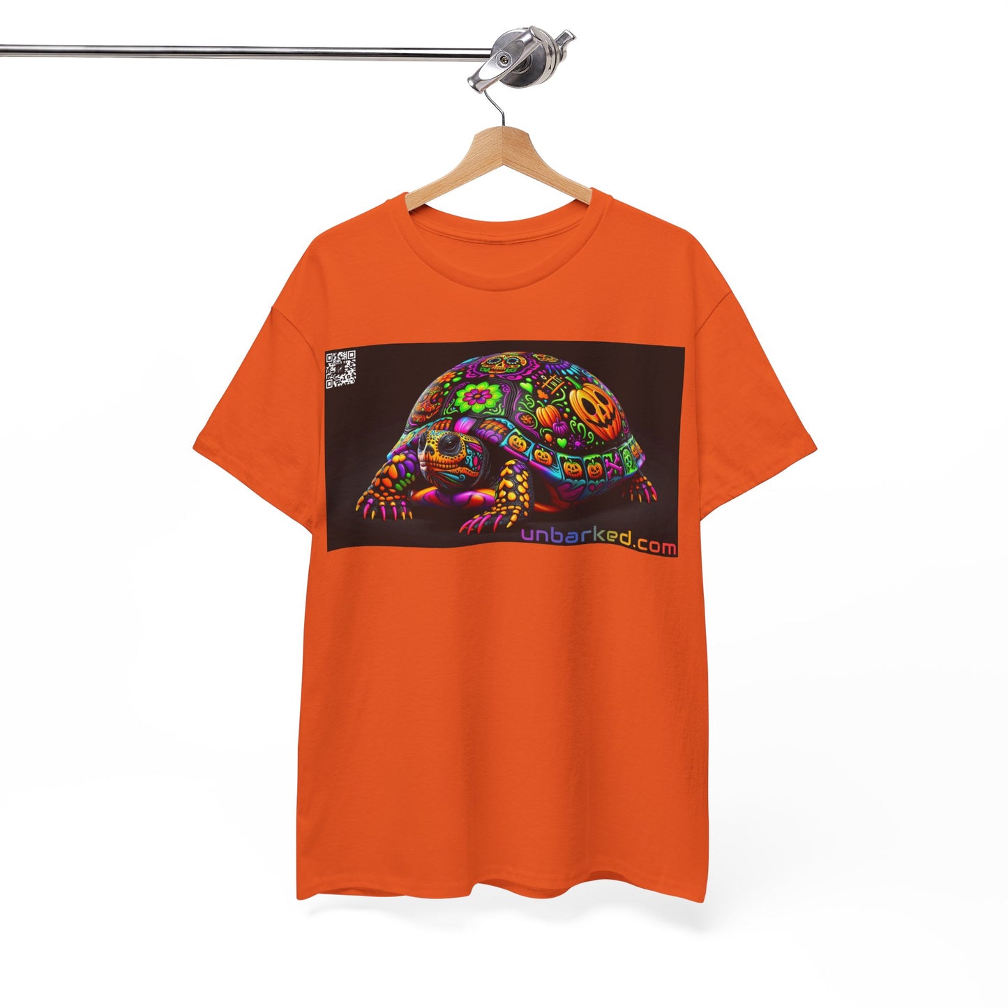 UNBARKED! Halloween Collection - Painted Slider Turtle Vibrant Día de Muertos Tattoo Unisex Heavy Cotton Tee Shirt