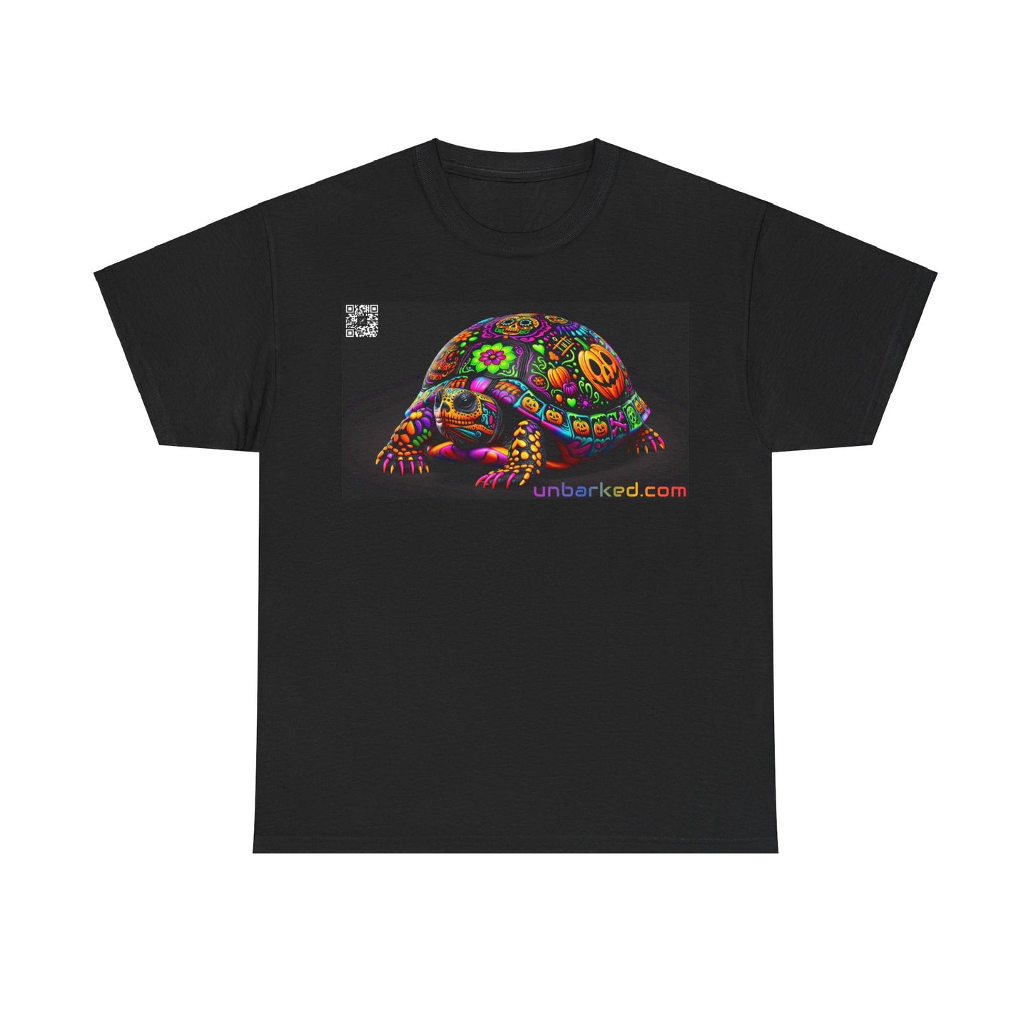 UNBARKED! Halloween Collection - Painted Slider Turtle Vibrant Día de Muertos Tattoo Unisex Heavy Cotton Tee Shirt