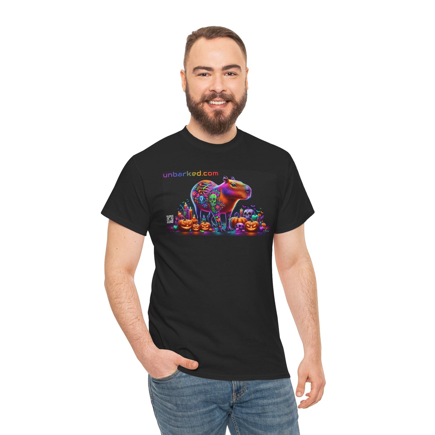 UNBARKED! Halloween Collection - Capybara Vibrant Día de Muertos Tattoo Unisex Heavy Cotton Tee