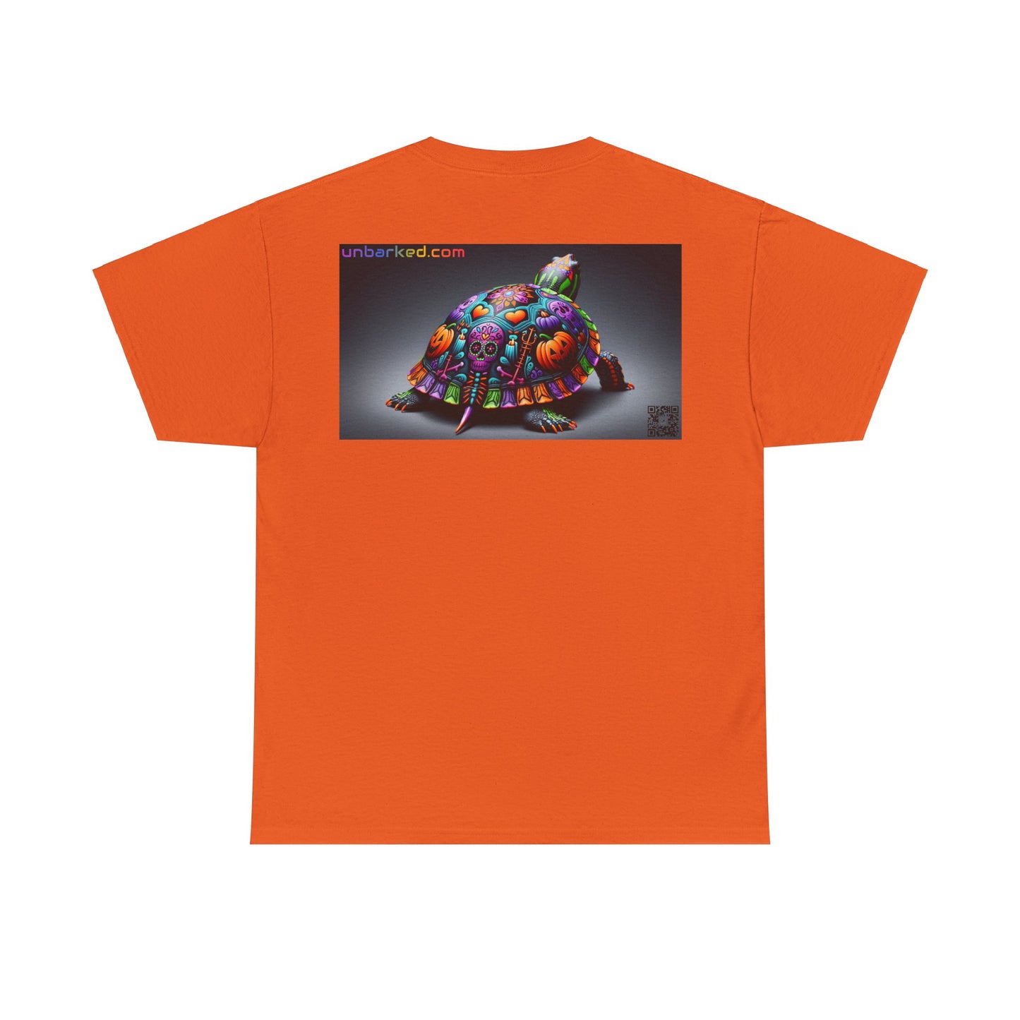UNBARKED! Halloween Collection - Painted Slider Turtle Vibrant Día de Muertos Tattoo Unisex Heavy Cotton Tee Shirt