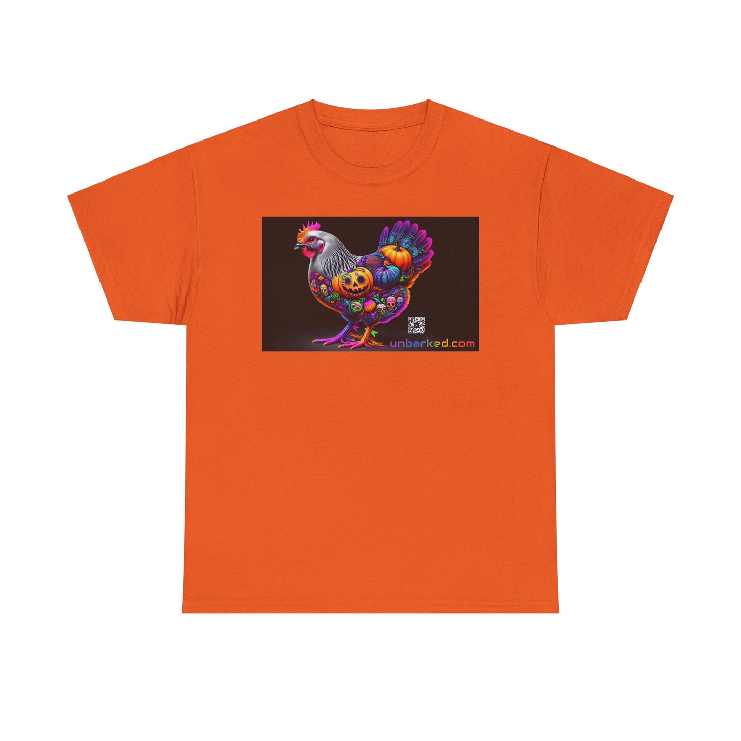 UNBARKED! Halloween Collection - Silver Laced Wyndotte Vibrant Día de Muertos Tattoo Unisex Heavy Cotton Tee Shirt