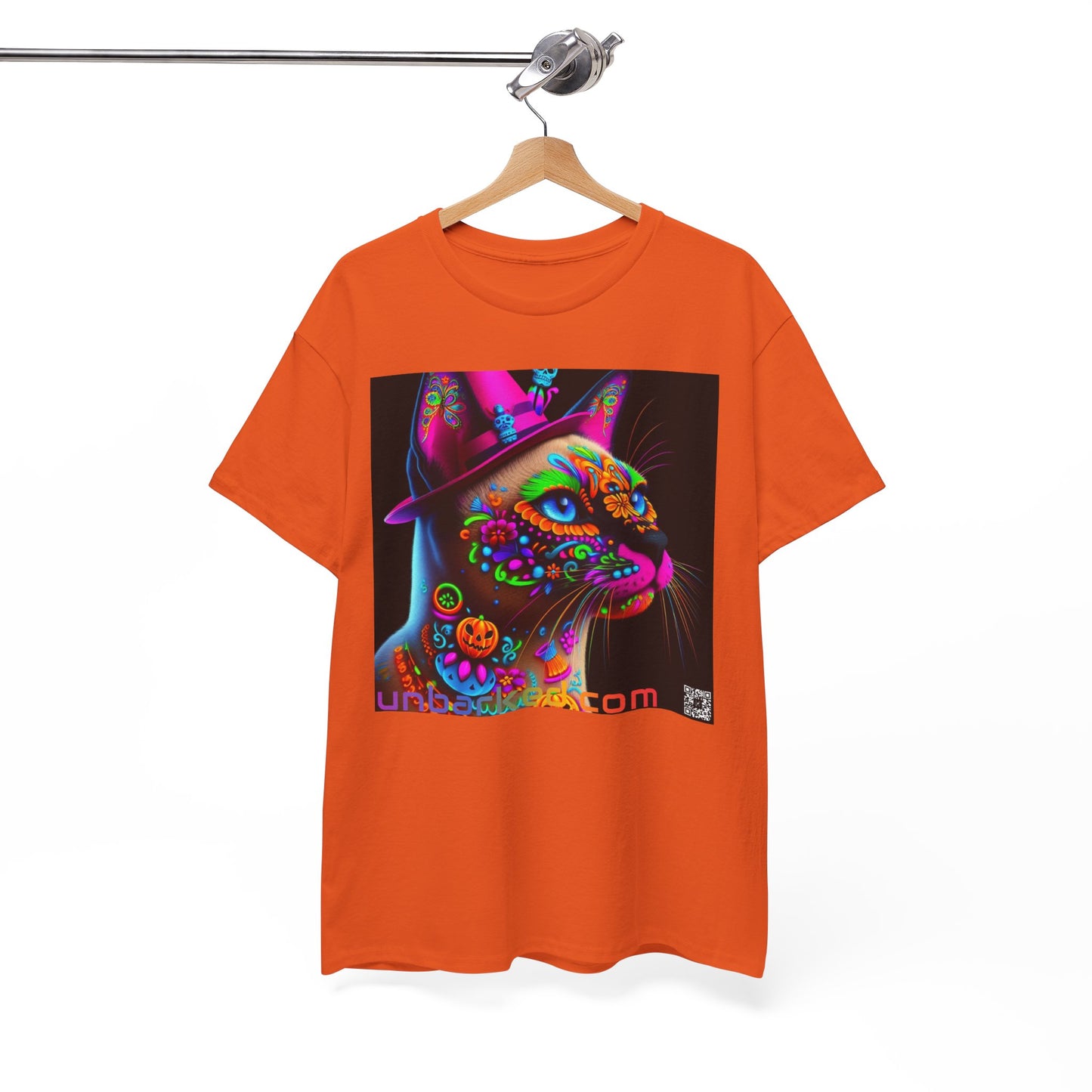 UNBARKED! Halloween Collection - Siamese Cat Vibrant Día de Muertos Tattoo Unisex Heavy Cotton Tee