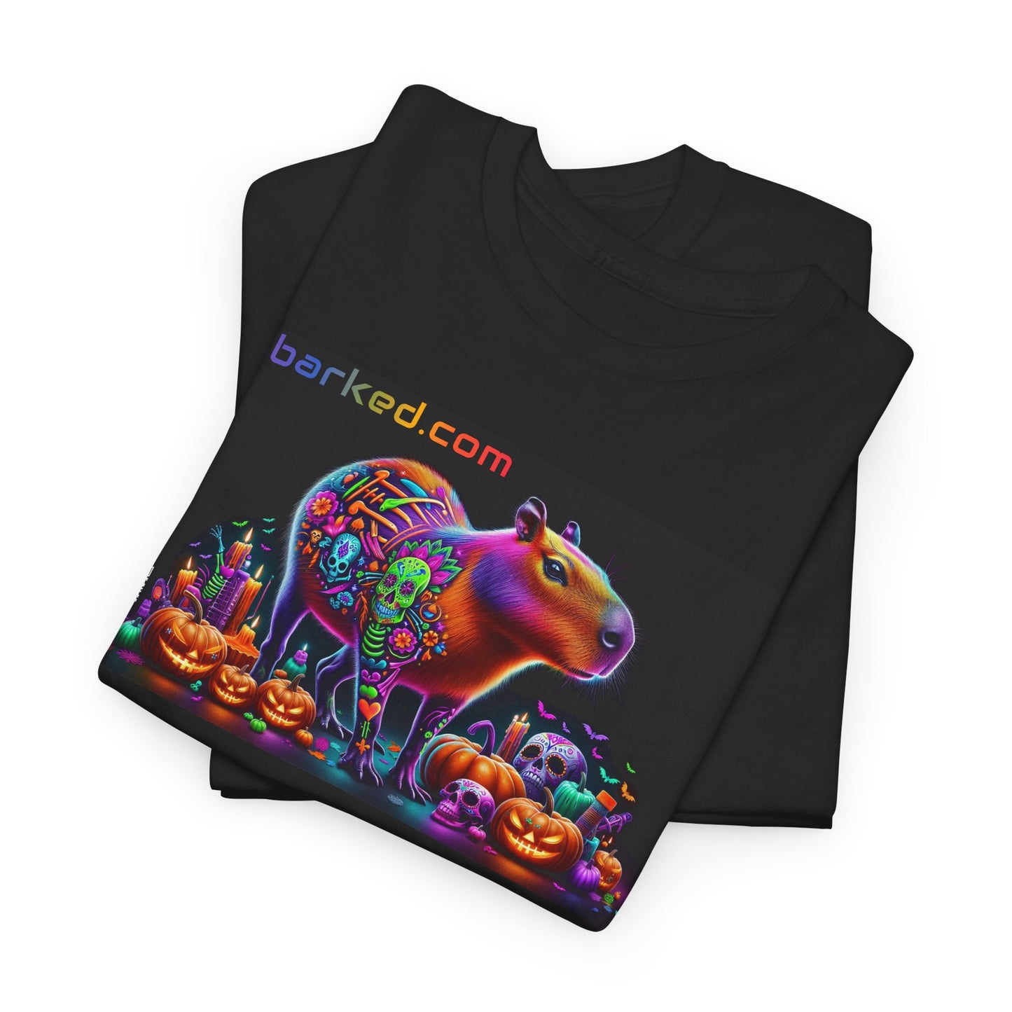 UNBARKED! Halloween Collection - Capybara Vibrant Día de Muertos Tattoo Unisex Heavy Cotton Tee