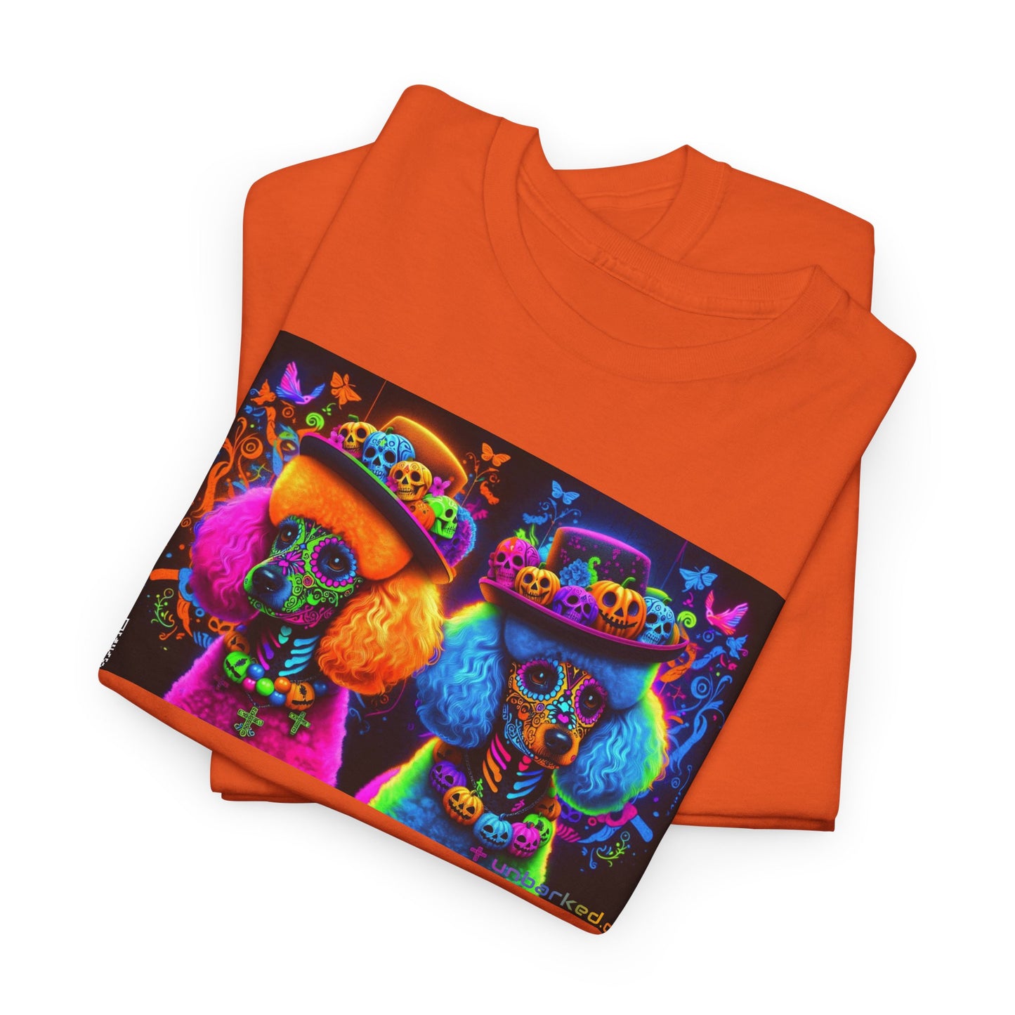 UNBARKED! Halloween Collection - Poodle Dog Vibrant Día de Muertos Tattoo Unisex Heavy Cotton Tee