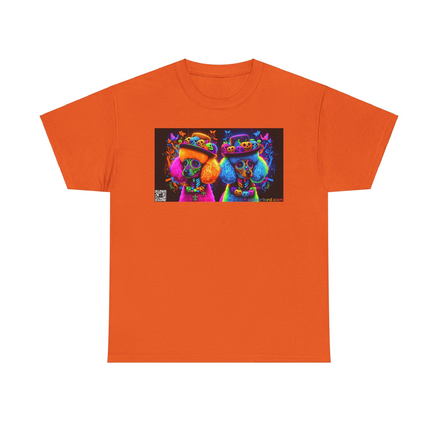 UNBARKED! Halloween Collection - Poodle Dog Vibrant Día de Muertos Tattoo Unisex Heavy Cotton Tee