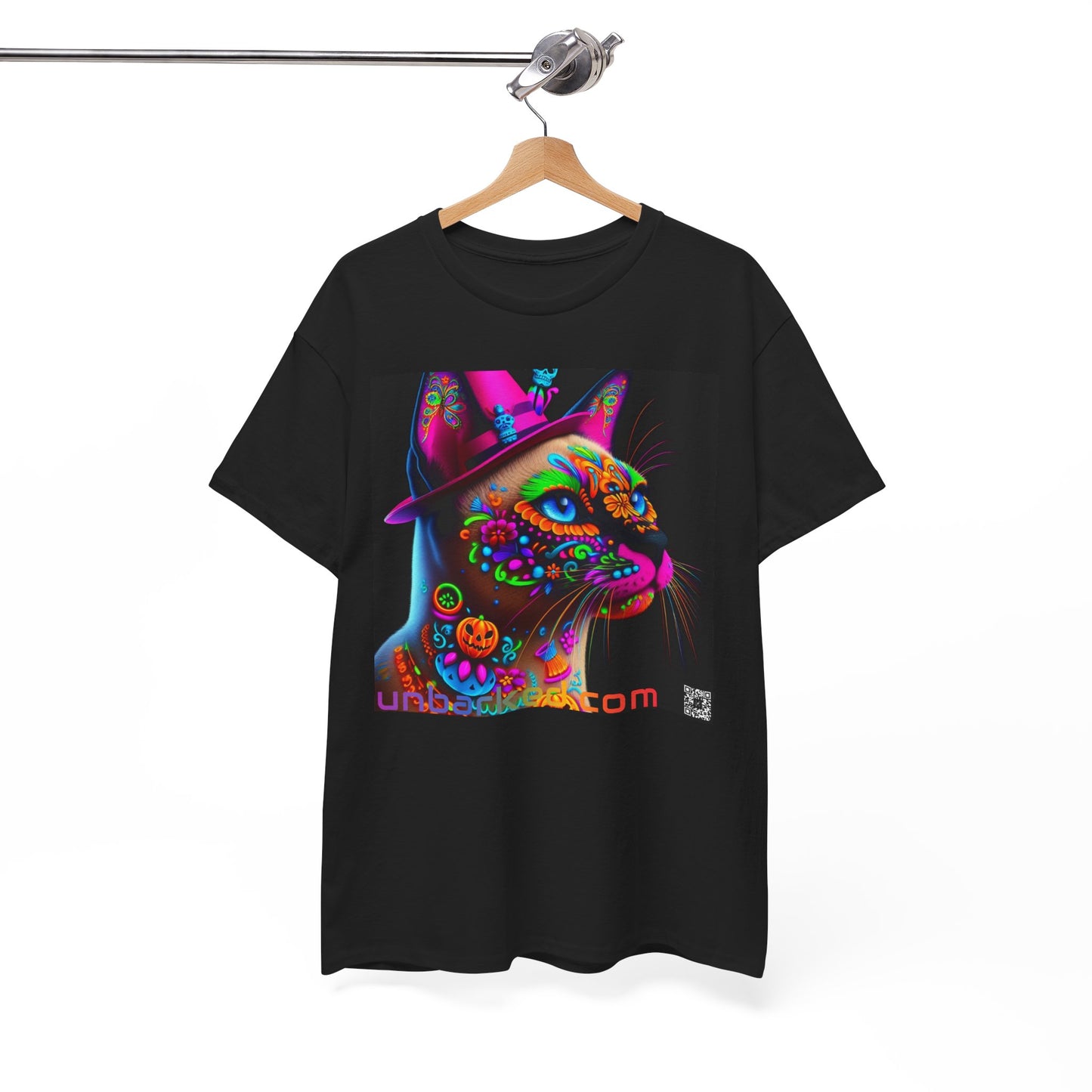 UNBARKED! Halloween Collection - Siamese Cat Vibrant Día de Muertos Tattoo Unisex Heavy Cotton Tee