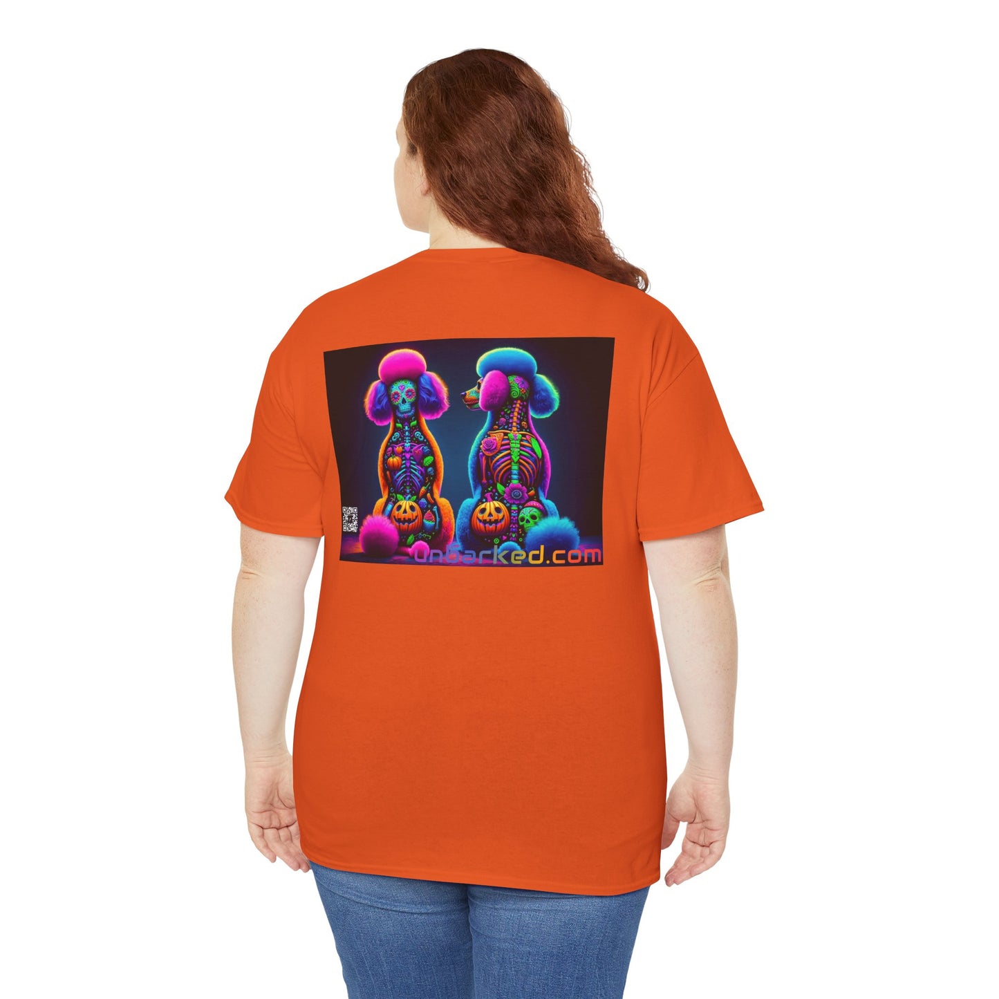 UNBARKED! Halloween Collection - Poodle Dog Vibrant Día de Muertos Tattoo Unisex Heavy Cotton Tee