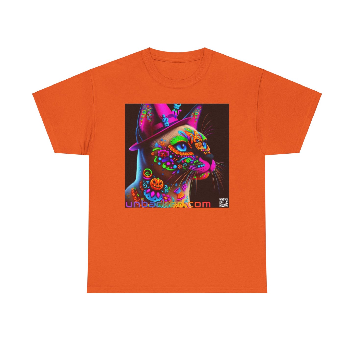 UNBARKED! Halloween Collection - Siamese Cat Vibrant Día de Muertos Tattoo Unisex Heavy Cotton Tee