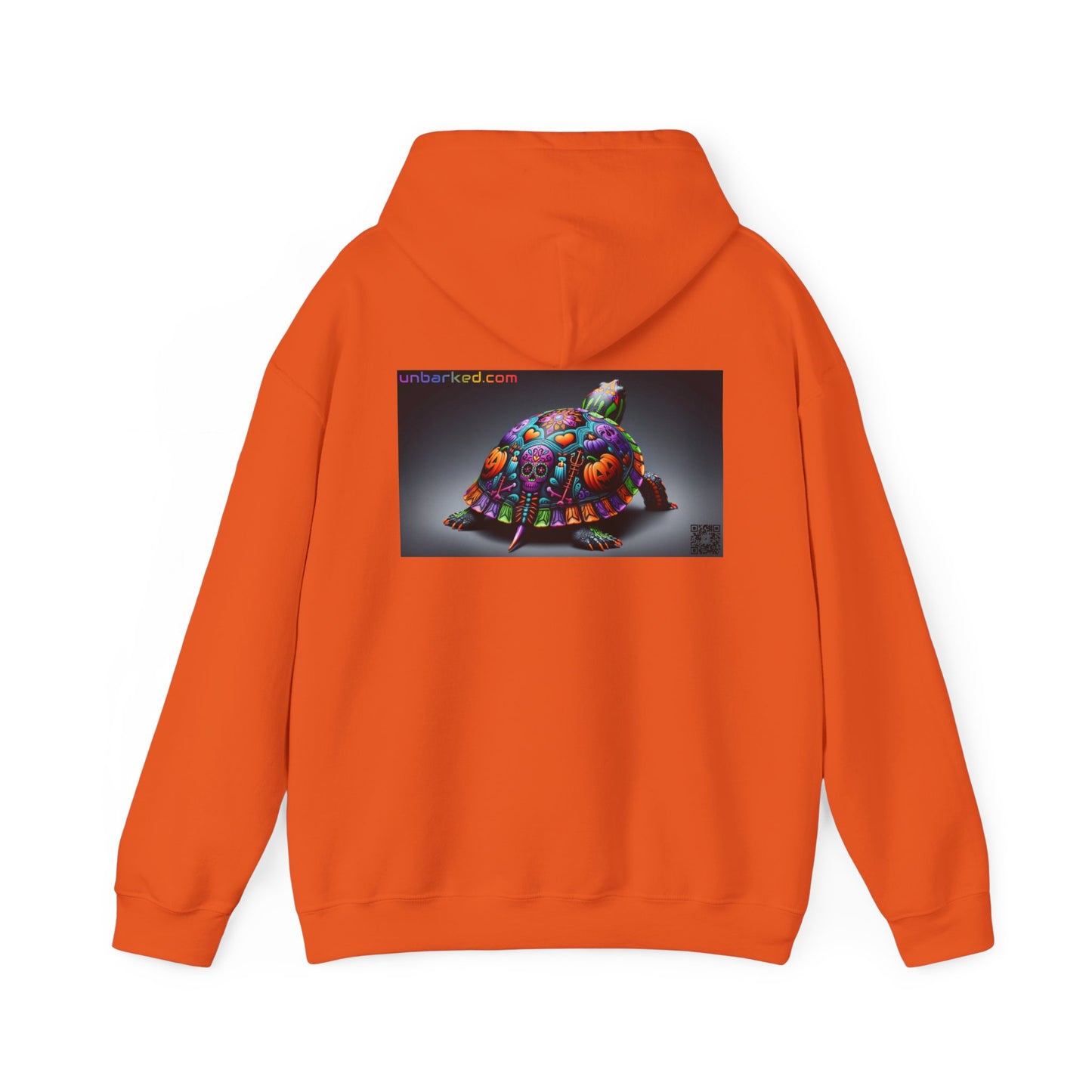 Unisex Heavy Blend™ Hooded Sweatshirt UNBARKED! Halloween Collection - Painted Slider Turtle Vibrant Día de Muertos Tattoo