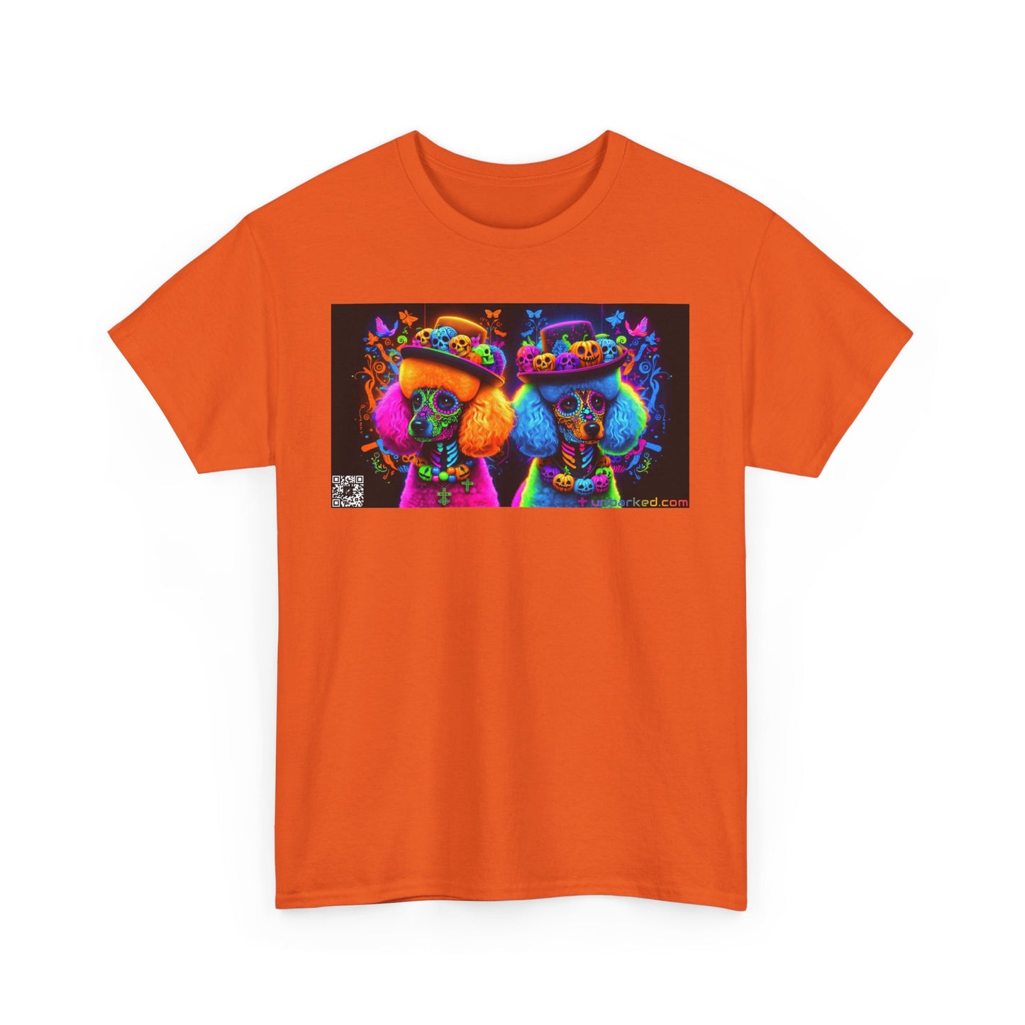 UNBARKED! Halloween Collection - Poodle Dog Vibrant Día de Muertos Tattoo Unisex Heavy Cotton Tee