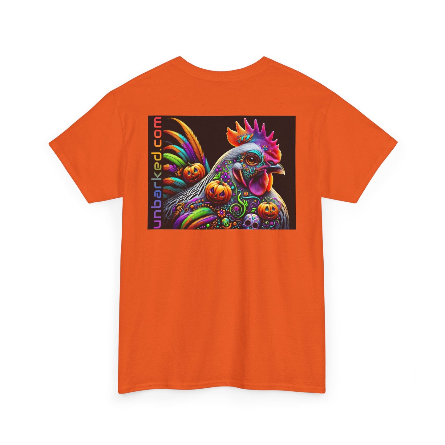 UNBARKED! Halloween Collection - Silver Laced Wyndotte Vibrant Día de Muertos Tattoo Unisex Heavy Cotton Tee Shirt