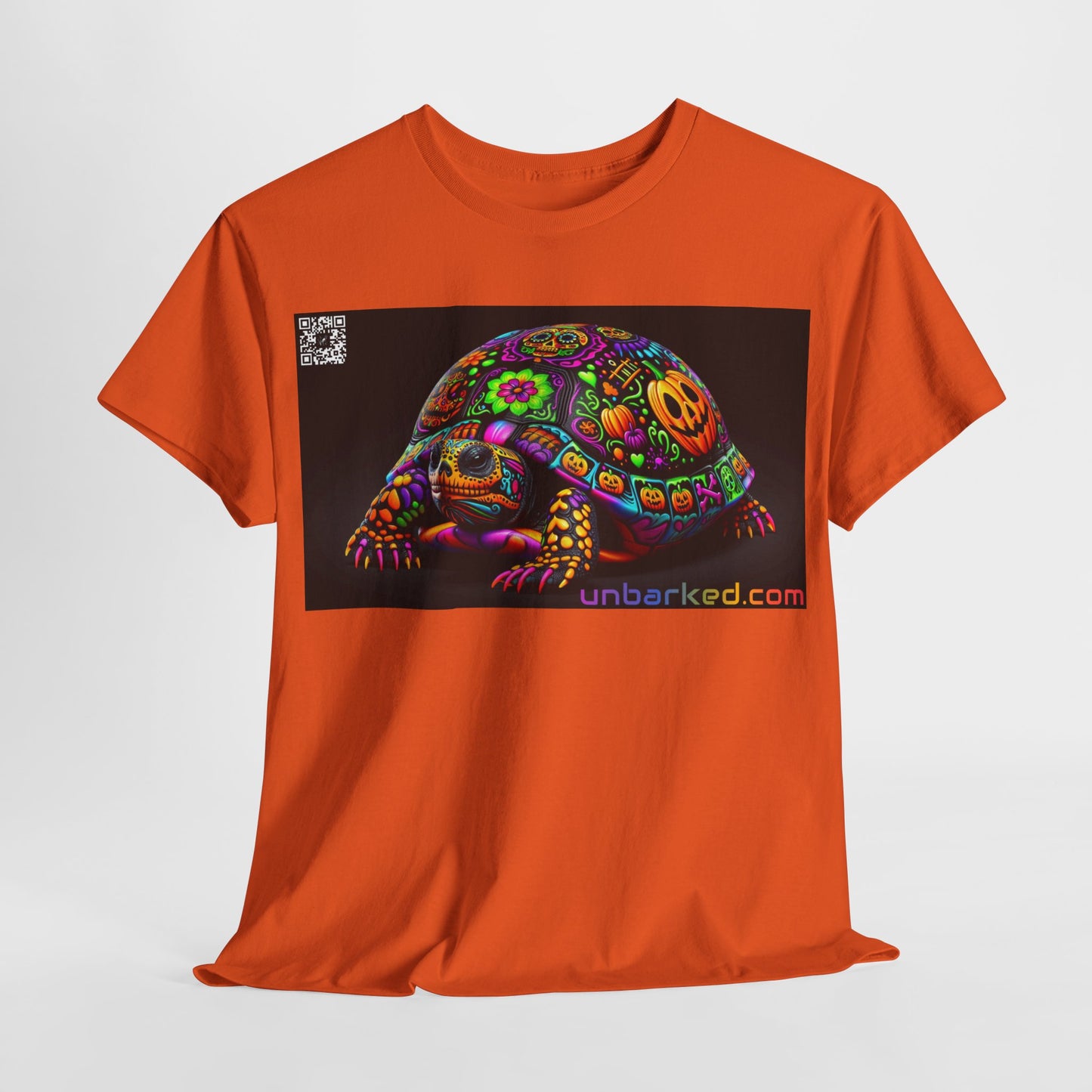 UNBARKED! Halloween Collection - Painted Slider Turtle Vibrant Día de Muertos Tattoo Unisex Heavy Cotton Tee Shirt