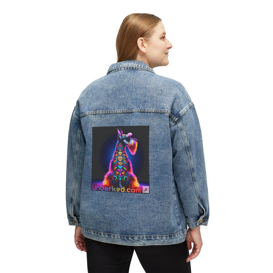 UNBARKED Halloween Collection Schnauzer Dog Denim Jacket Throw Bak