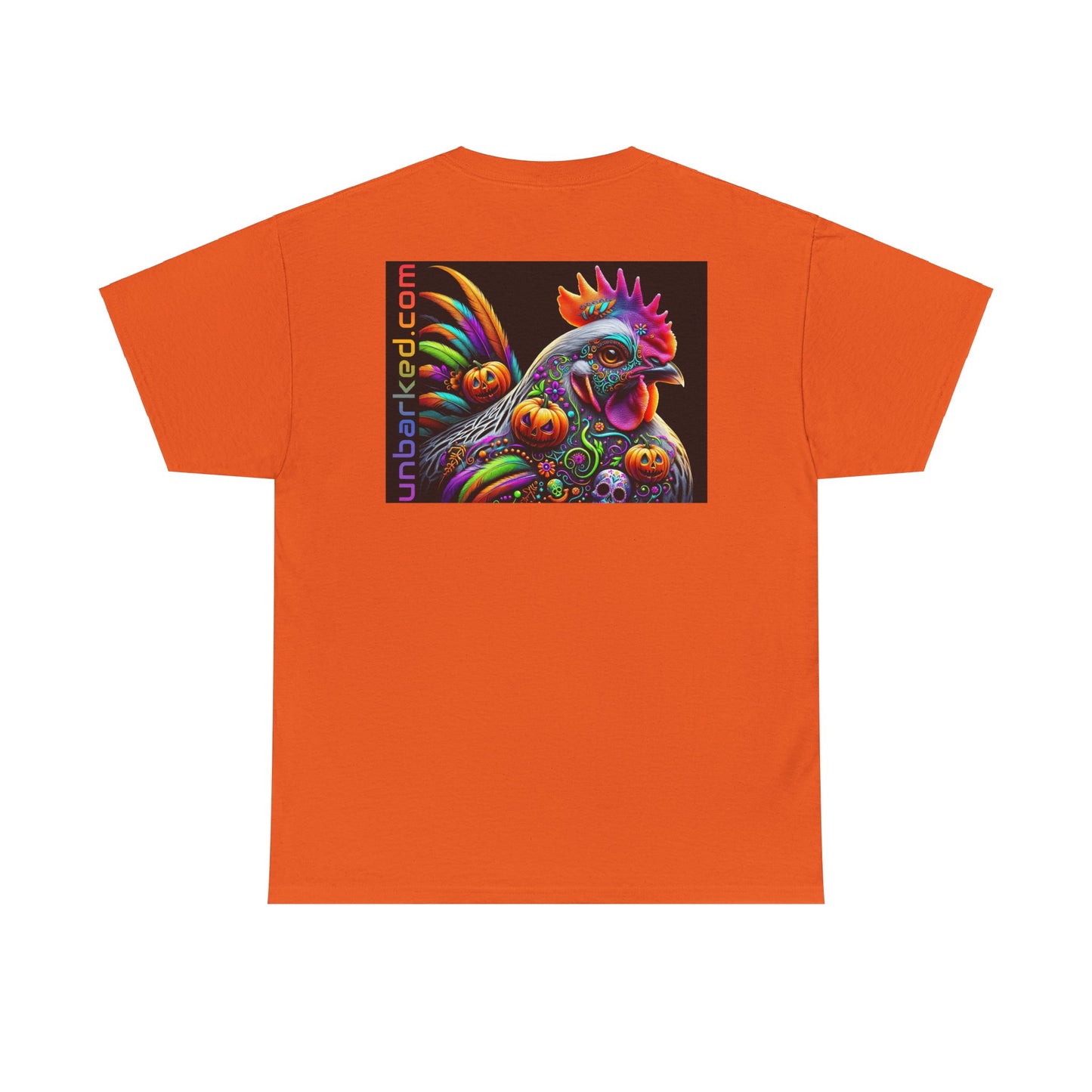UNBARKED! Halloween Collection - Silver Laced Wyndotte Vibrant Día de Muertos Tattoo Unisex Heavy Cotton Tee Shirt