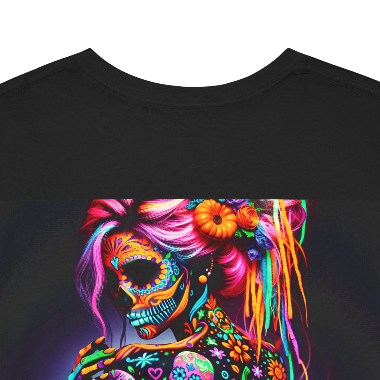 UNBARKED! Halloween Collection - Sexy Vibrant Día de Muertos Tattoo Unisex Heavy Cotton Tee Shirt