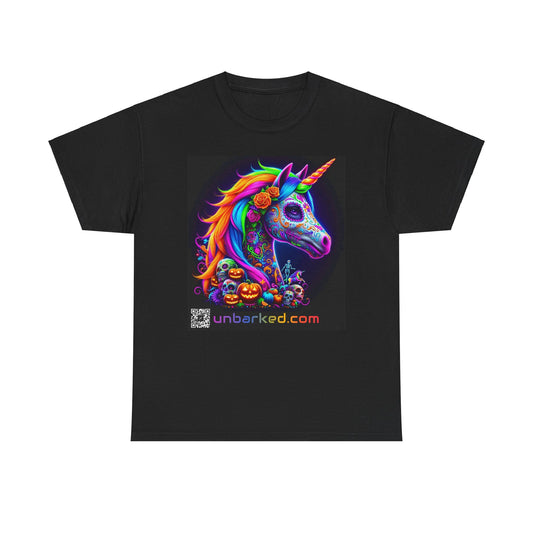 UNBARKED! Halloween Collection - Unicorn Vibrant Día de Muertos Tattoo Unisex Heavy Cotton Tee