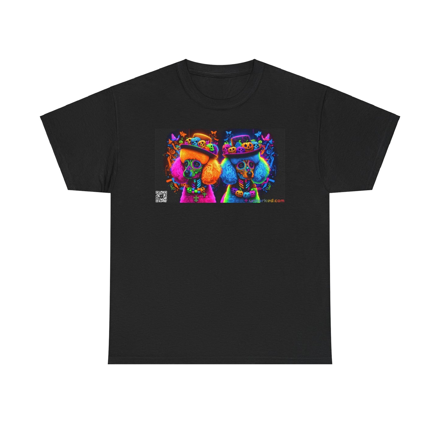 UNBARKED! Halloween Collection - Poodle Dog Vibrant Día de Muertos Tattoo Unisex Heavy Cotton Tee