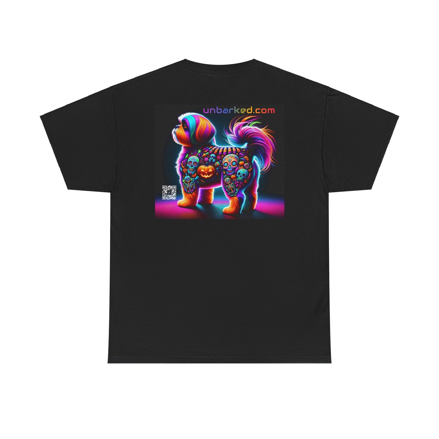 UNBARKED! Halloween Collection - Shih-Tzu Dog Vibrant Día de Muertos Tattoo Unisex Heavy Cotton Tee