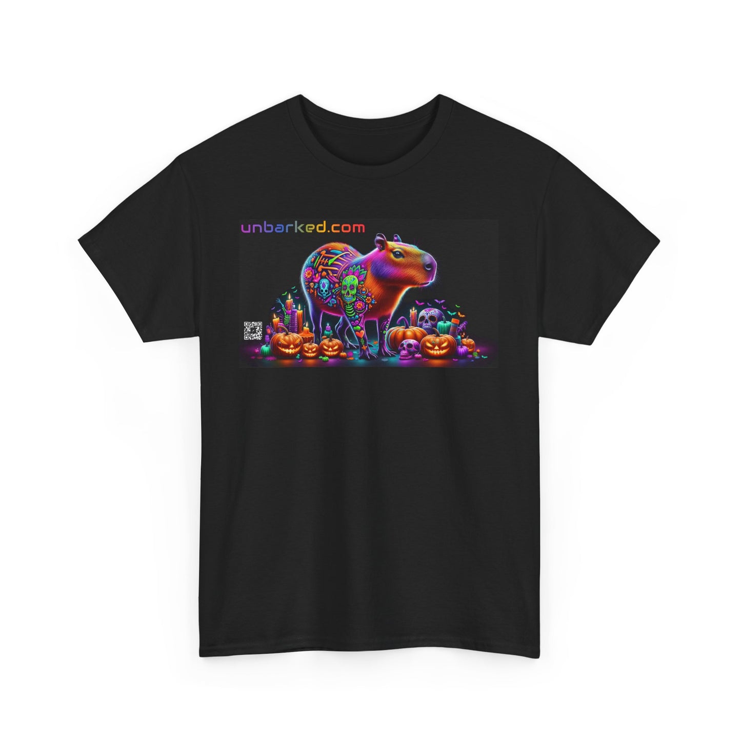 UNBARKED! Halloween Collection - Capybara Vibrant Día de Muertos Tattoo Unisex Heavy Cotton Tee