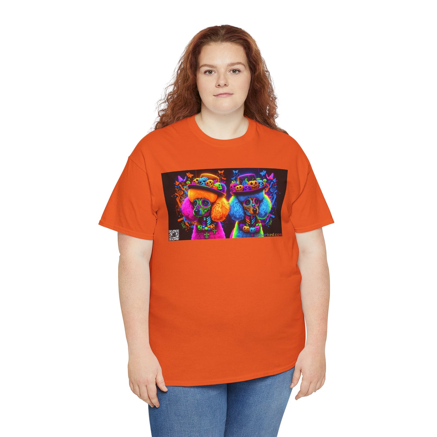 UNBARKED! Halloween Collection - Poodle Dog Vibrant Día de Muertos Tattoo Unisex Heavy Cotton Tee