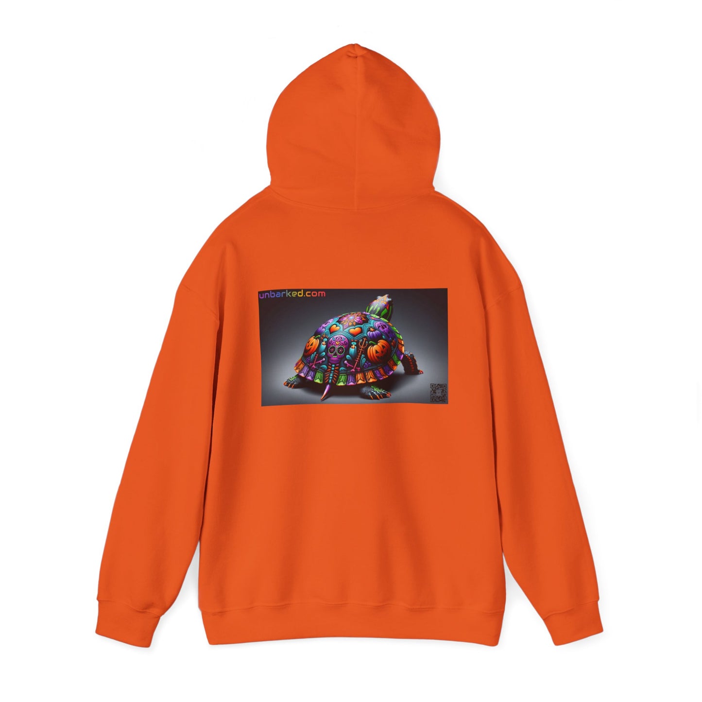 Unisex Heavy Blend™ Hooded Sweatshirt UNBARKED! Halloween Collection - Painted Slider Turtle Vibrant Día de Muertos Tattoo