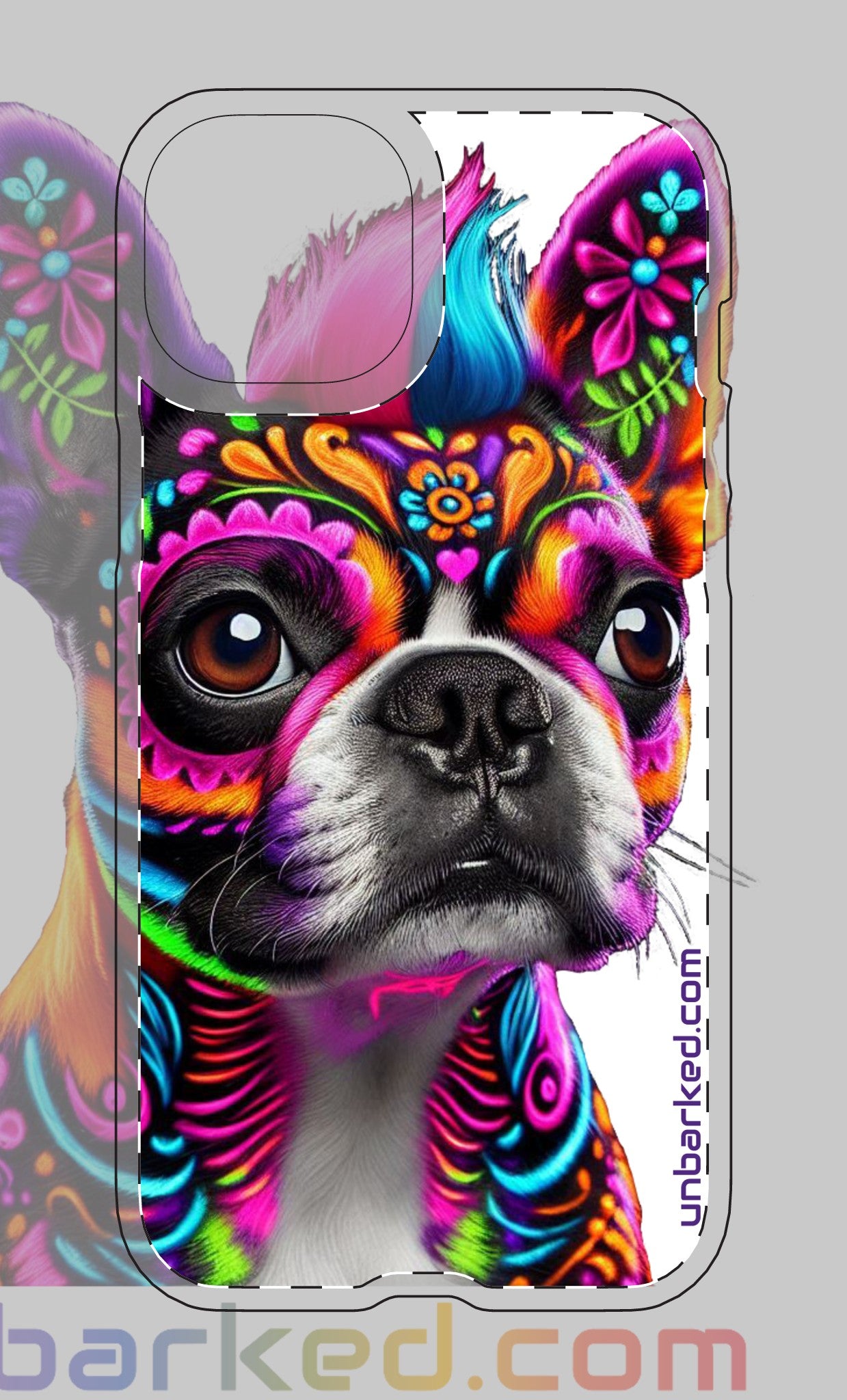 iphone 14 & 15 UNBARKED! Halloween Collective Dia De Los Muertos Boston Terrier Tough Magnetic Cases