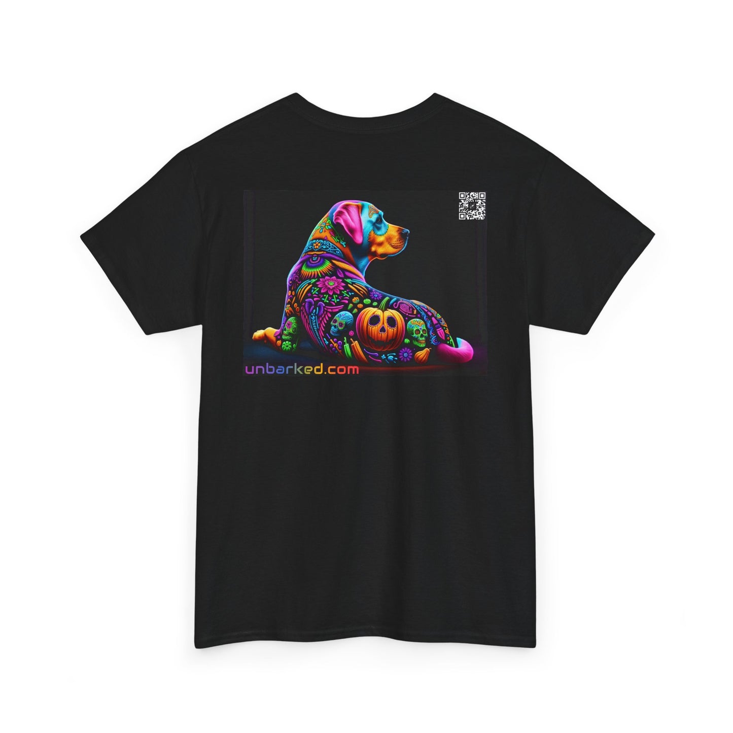 UNBARKED! Halloween Collection - Labrador Retreiver Dog Vibrant Día de Muertos Tattoo Unisex Heavy Cotton Tee