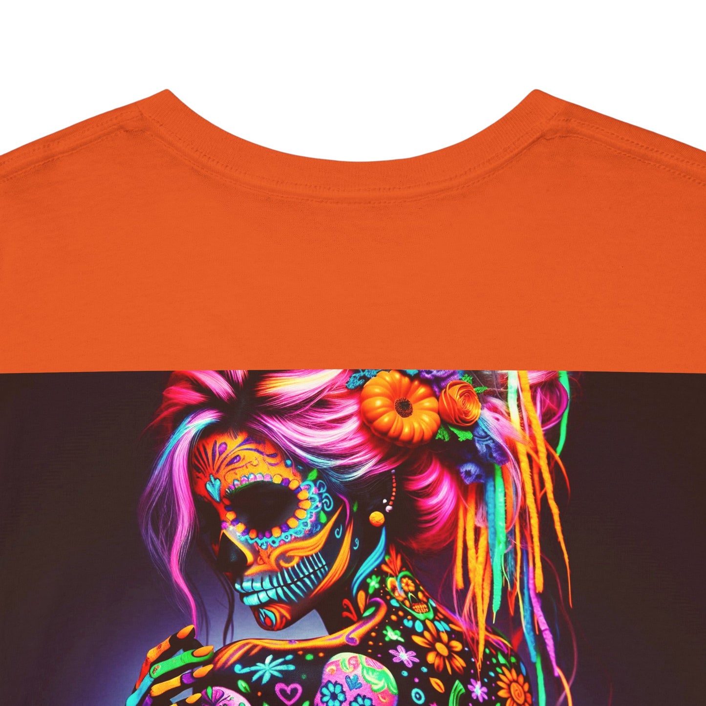 UNBARKED! Halloween Collection - Sexy Vibrant Día de Muertos Tattoo Unisex Heavy Cotton Tee Shirt