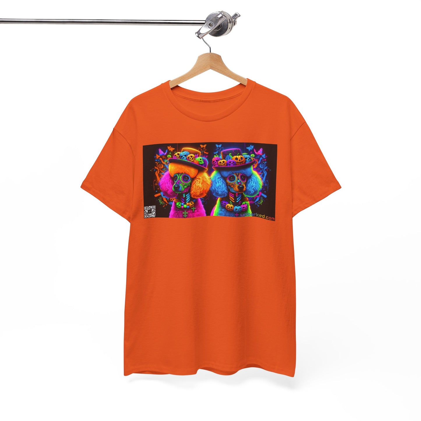 UNBARKED! Halloween Collection - Poodle Dog Vibrant Día de Muertos Tattoo Unisex Heavy Cotton Tee