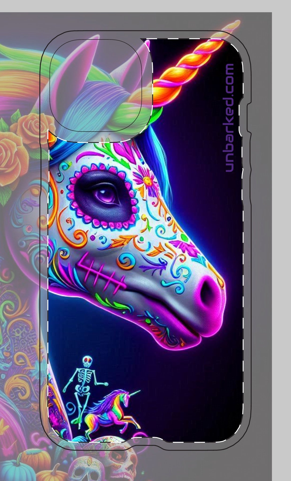 iphone 14 & 15 UNBARKED! Halloween Collective Dia De Los Muertos Unicorn Tough Magnetic Cases