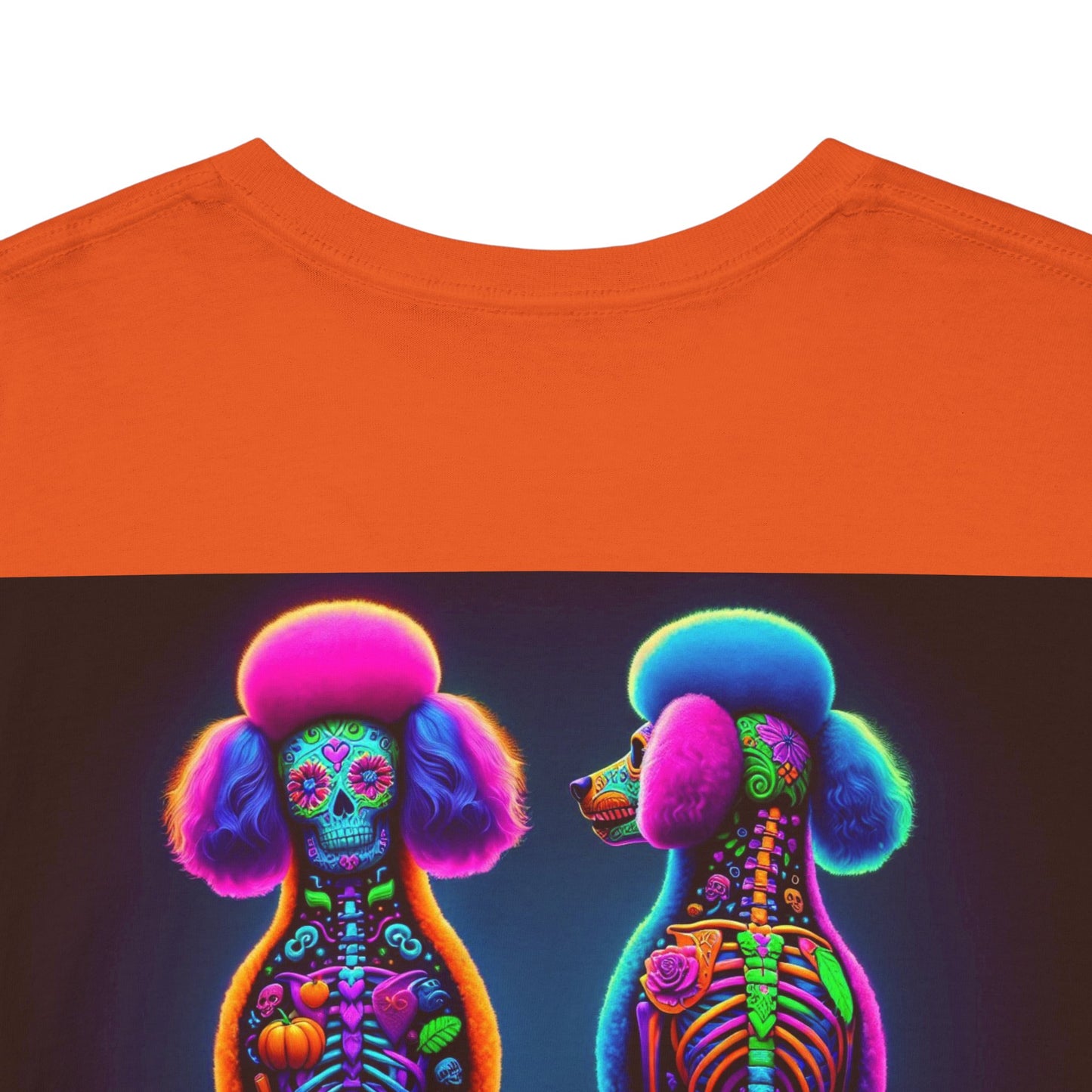 UNBARKED! Halloween Collection - Poodle Dog Vibrant Día de Muertos Tattoo Unisex Heavy Cotton Tee