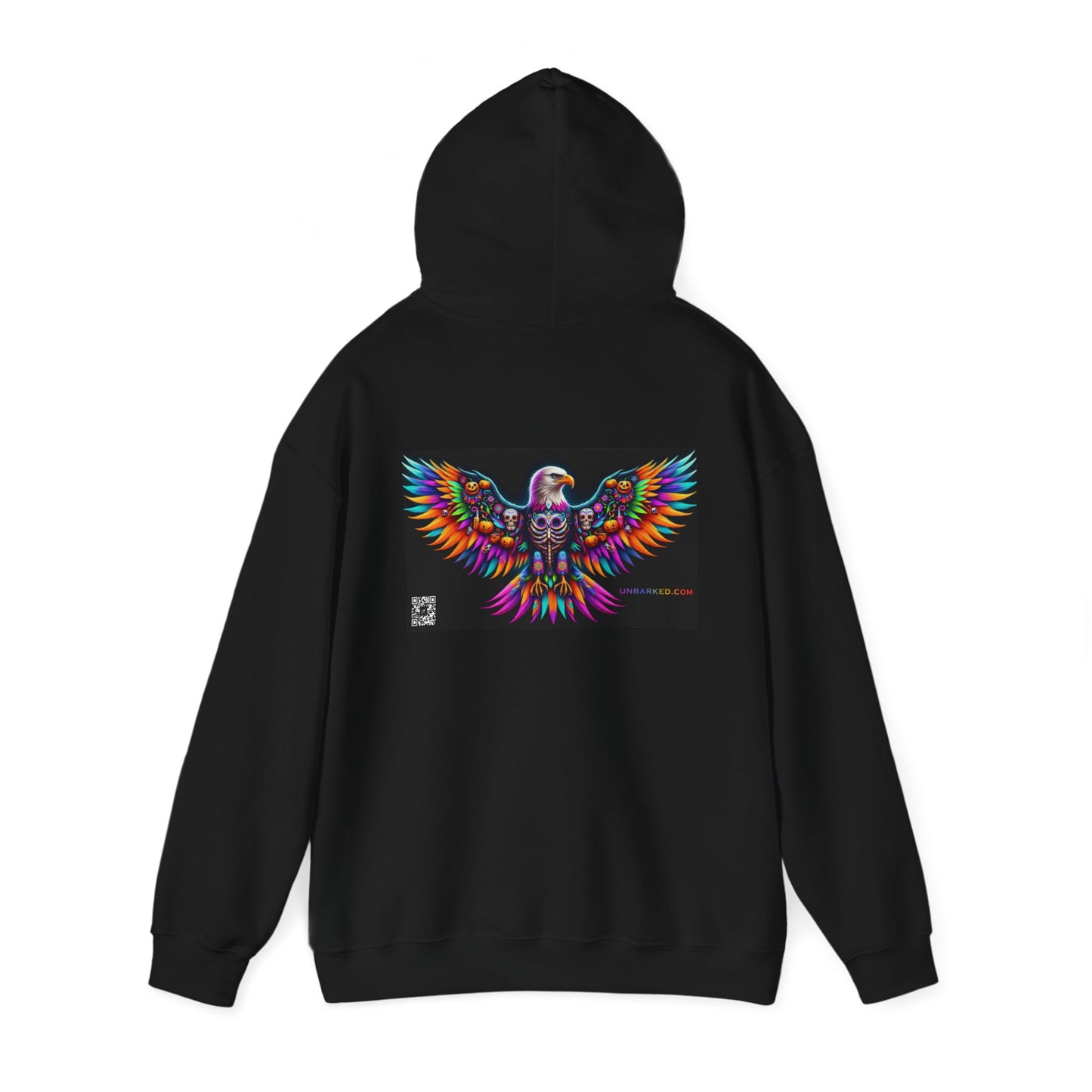 Hooded Sweatshirt UNBARKED! Halloween Collection - Bald Eagle Vibrant Día de Muertos Tattoo Hoodie Unisex Heavy Blend™