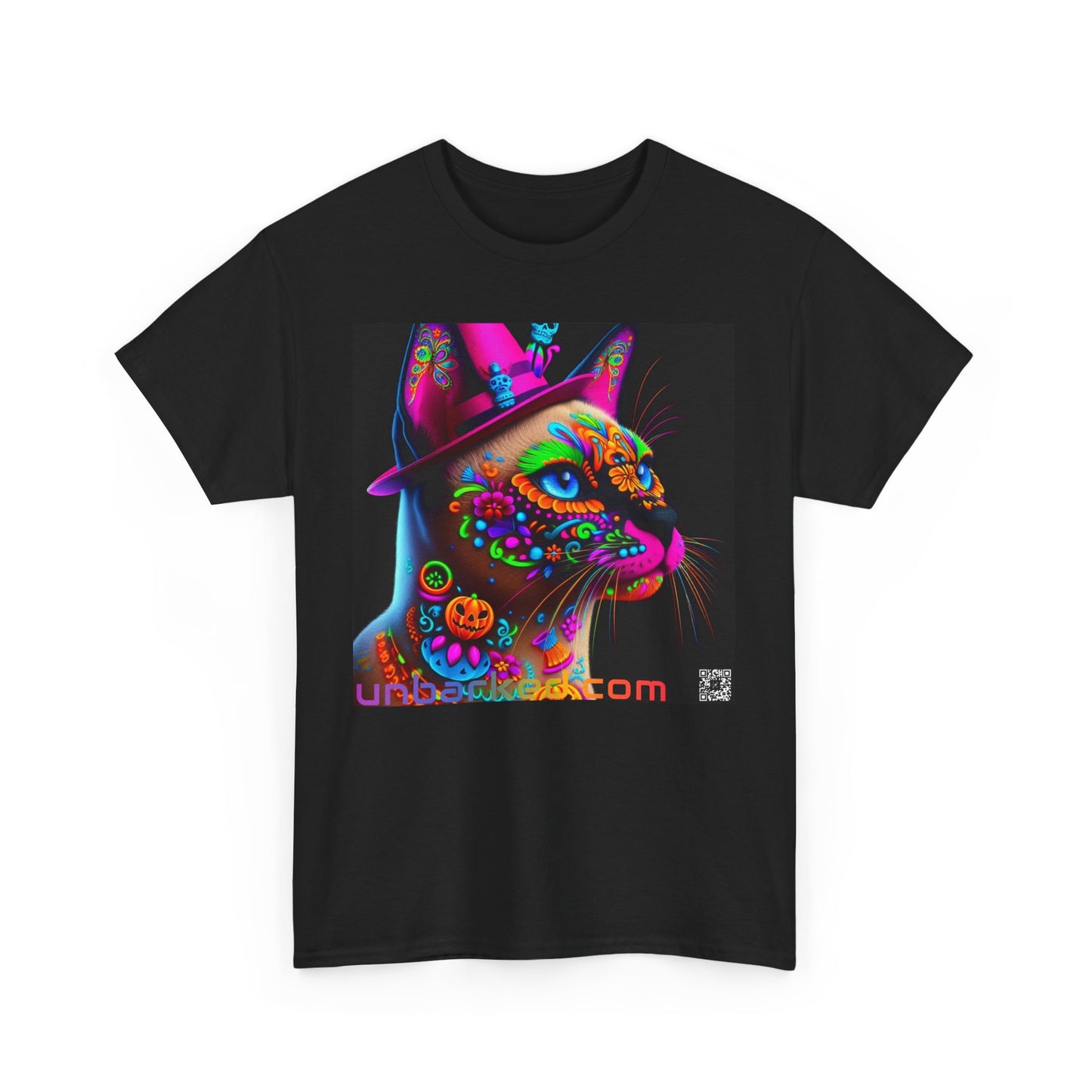 UNBARKED! Halloween Collection - Siamese Cat Vibrant Día de Muertos Tattoo Unisex Heavy Cotton Tee