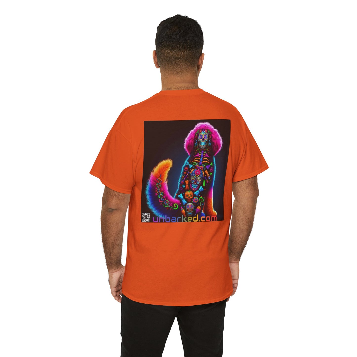 UNBARKED! Halloween Collection - Bernadoodle Dog Vibrant Día de Muertos Tattoo Unisex Heavy Cotton Tee