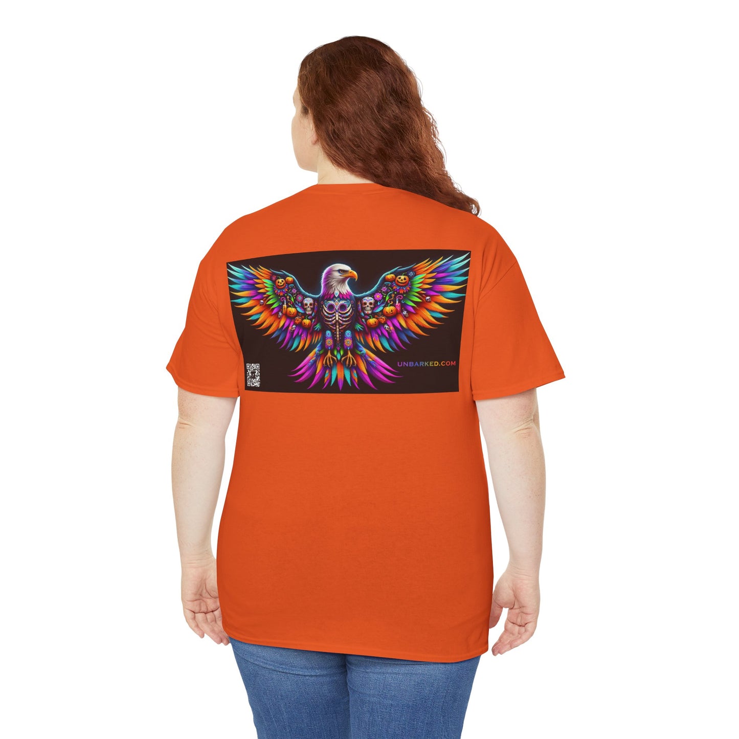 UNBARKED! Halloween Collection - Bald Eagle Vibrant Día de Muertos Tattoo Unisex Heavy Cotton Tee Shirt
