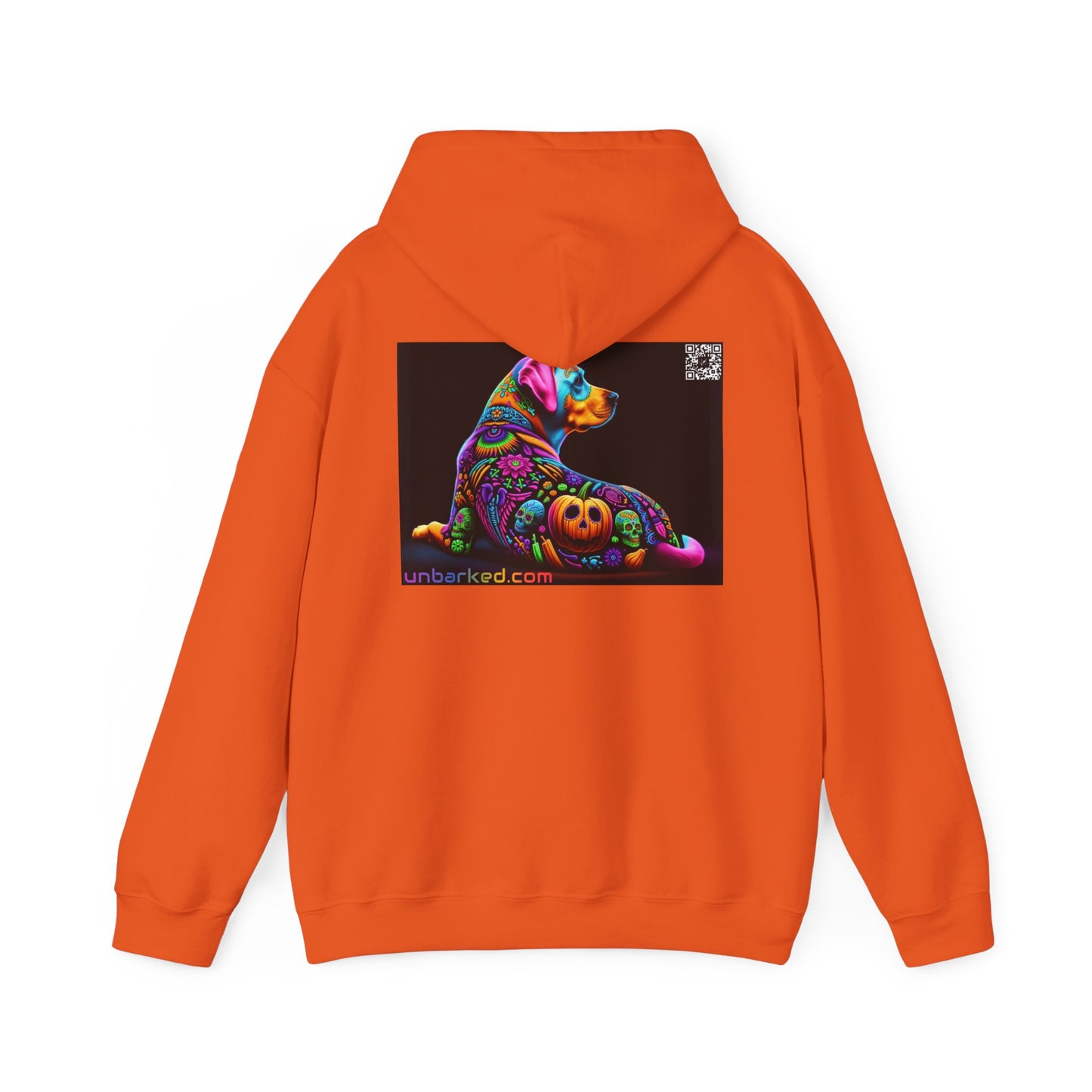 Unisex Heavy Blend™ Hooded Sweatshirt UNBARKED! Halloween Collection - Labrador Retreiver Dog Vibrant Día de Muertos Tattoo