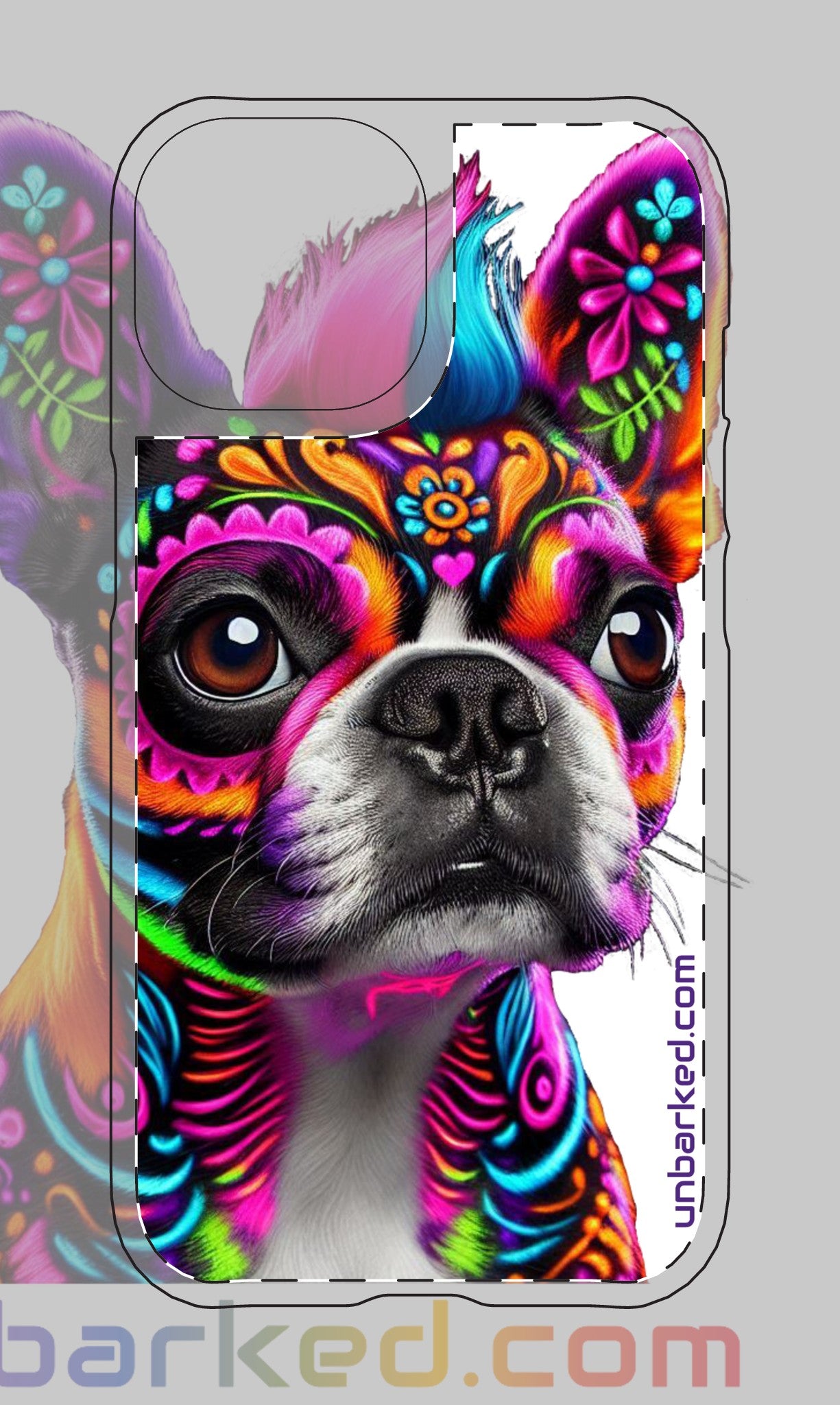 iphone 14 & 15 UNBARKED! Halloween Collective Dia De Los Muertos Boston Terrier Tough Magnetic Cases