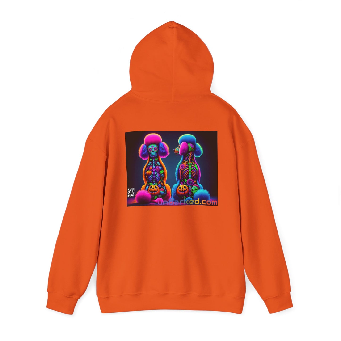 Unisex Heavy Blend™ Hooded Sweatshirt UNBARKED! Halloween Collection - Poodle Dog Vibrant Día de Muertos Tattoo