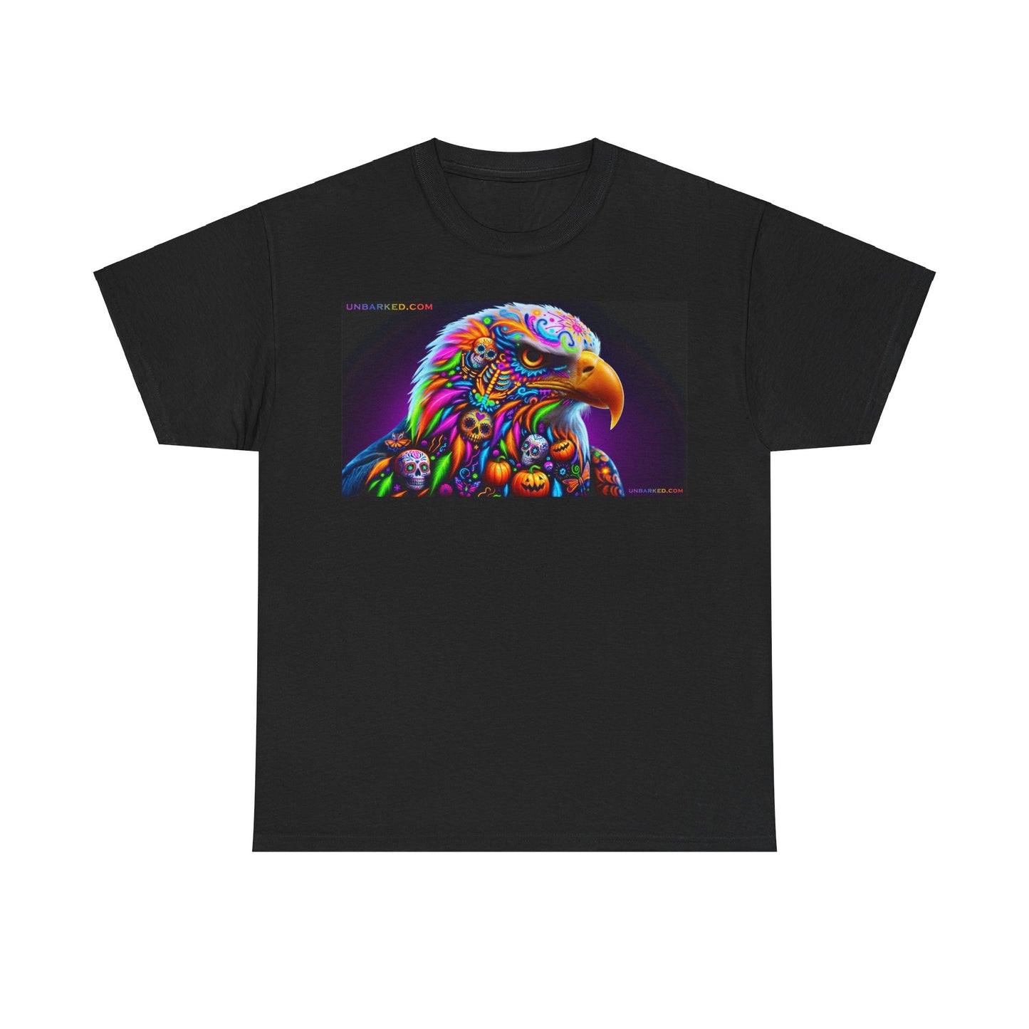 UNBARKED! Halloween Collection - Bald Eagle Vibrant Día de Muertos Tattoo Unisex Heavy Cotton Tee Shirt