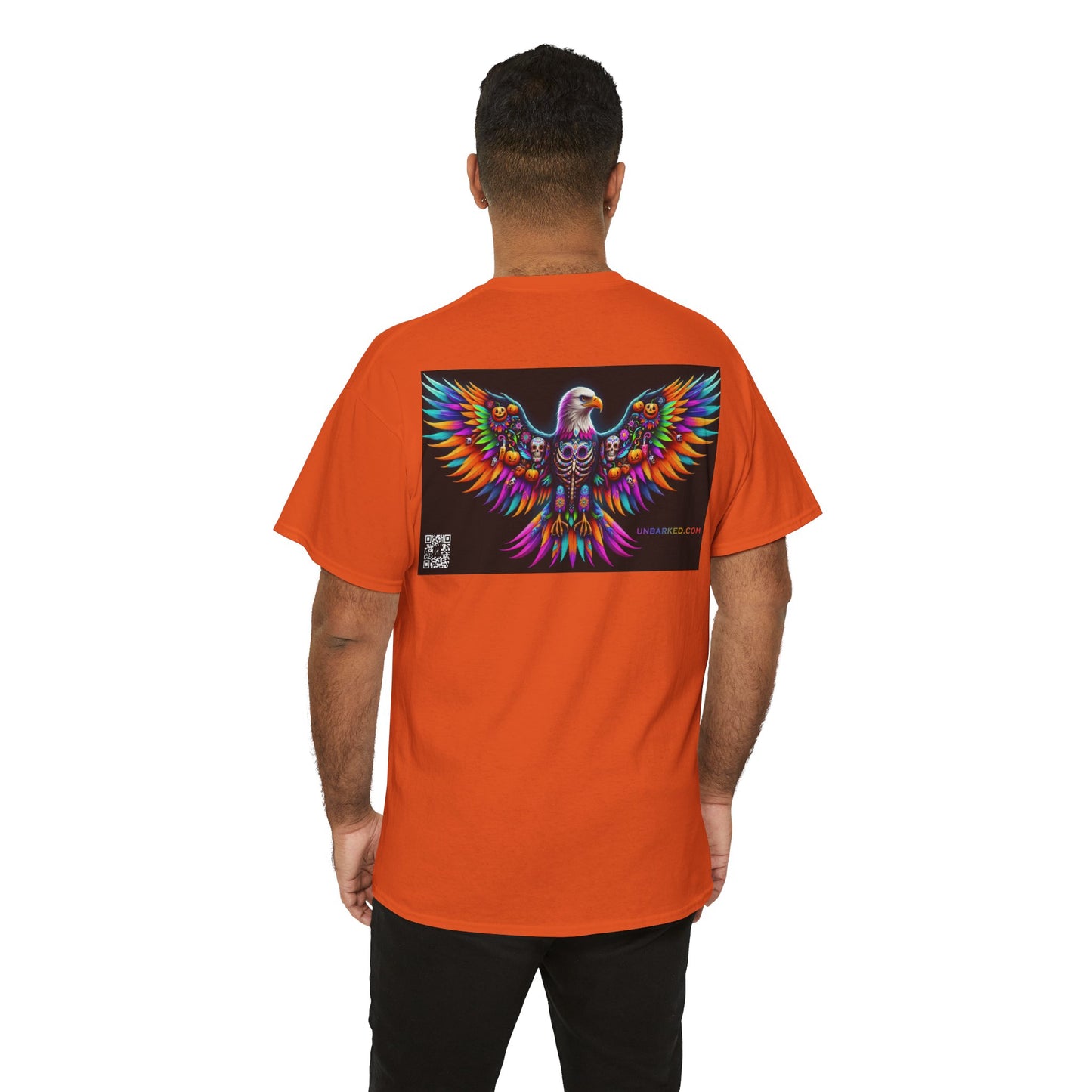 UNBARKED! Halloween Collection - Bald Eagle Vibrant Día de Muertos Tattoo Unisex Heavy Cotton Tee Shirt