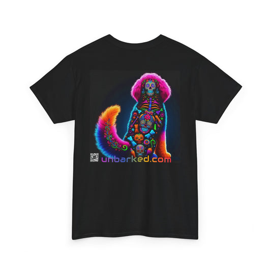 UNBARKED! Halloween Collection - Bernadoodle Dog Vibrant Día de Muertos Tattoo Unisex Heavy Cotton Tee