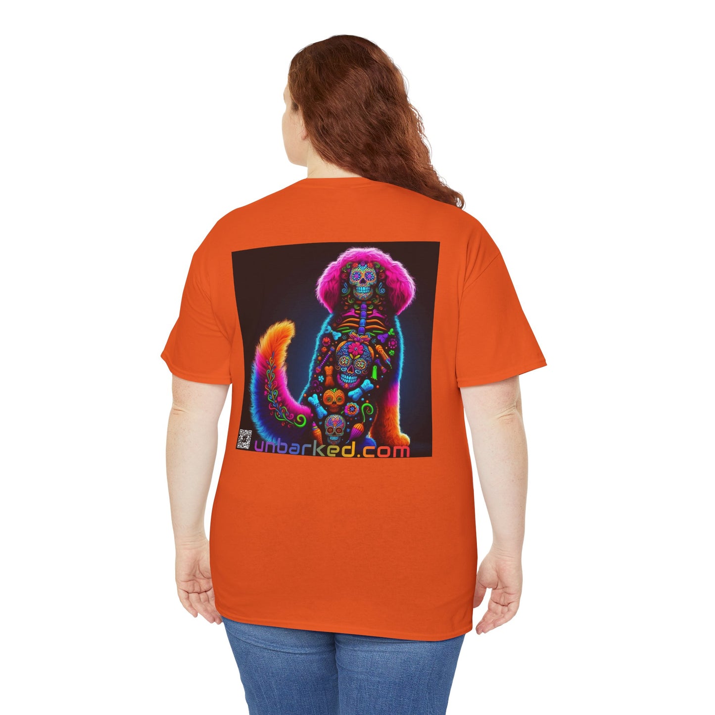 UNBARKED! Halloween Collection - Bernadoodle Dog Vibrant Día de Muertos Tattoo Unisex Heavy Cotton Tee