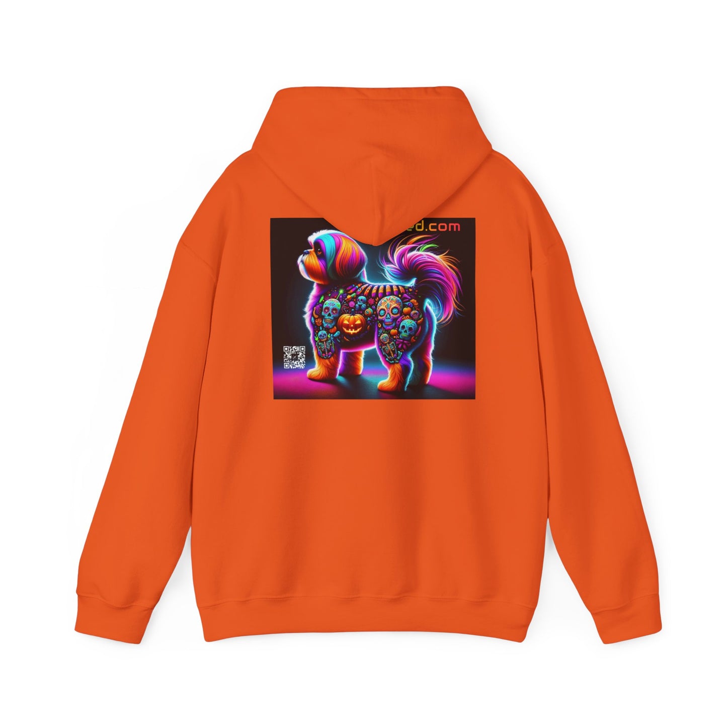 Hooded Sweatshirt UNBARKED! Halloween Collection - Shihtzu Dog Vibrant Día de Muertos Tattoo Hoodie Unisex Heavy Blend™