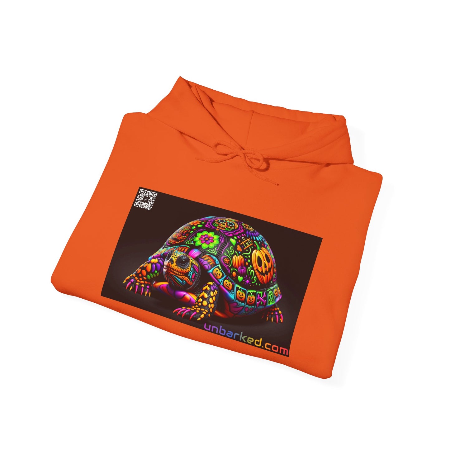 Unisex Heavy Blend™ Hooded Sweatshirt UNBARKED! Halloween Collection - Painted Slider Turtle Vibrant Día de Muertos Tattoo