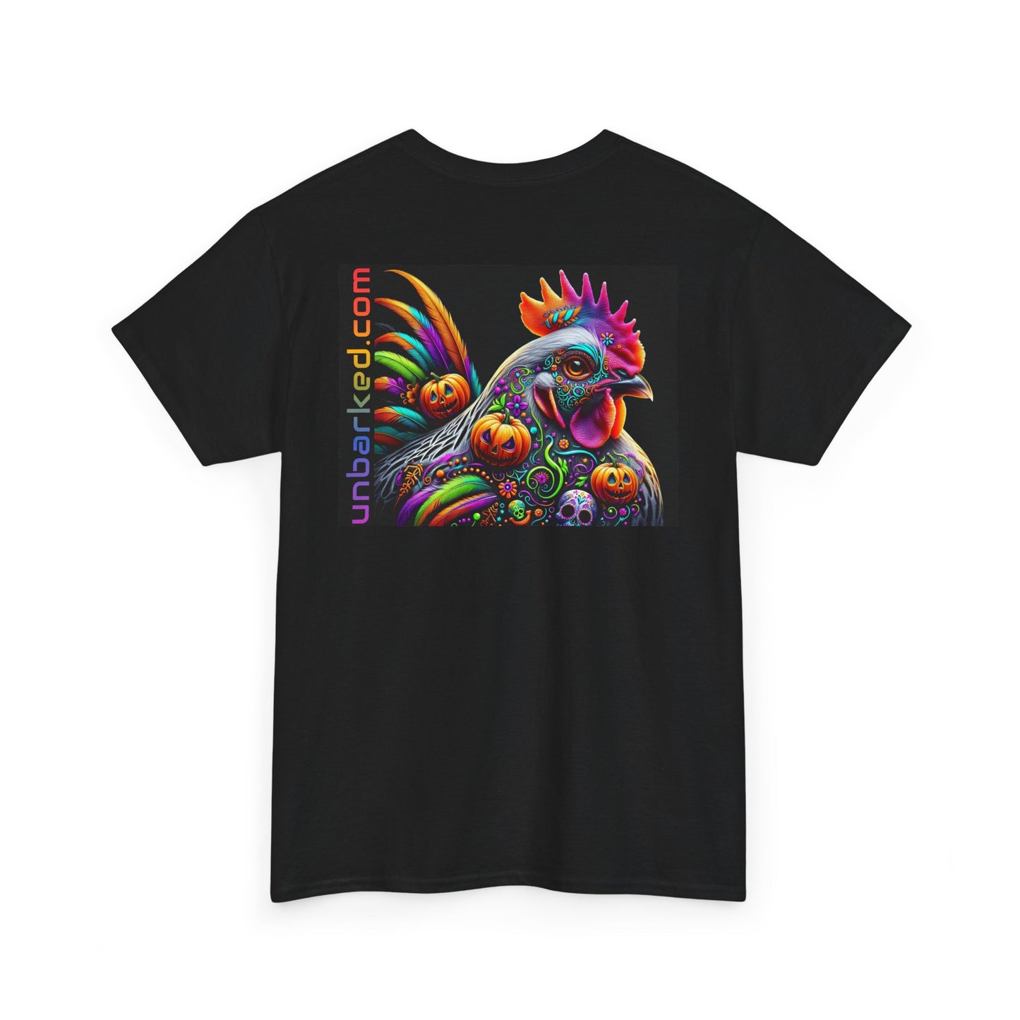 UNBARKED! Halloween Collection - Silver Laced Wyndotte Vibrant Día de Muertos Tattoo Unisex Heavy Cotton Tee Shirt