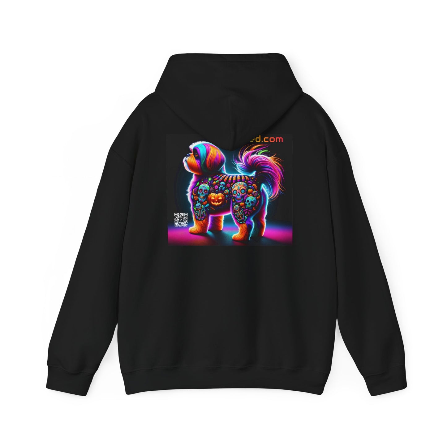 Hooded Sweatshirt UNBARKED! Halloween Collection - Shihtzu Dog Vibrant Día de Muertos Tattoo Hoodie Unisex Heavy Blend™